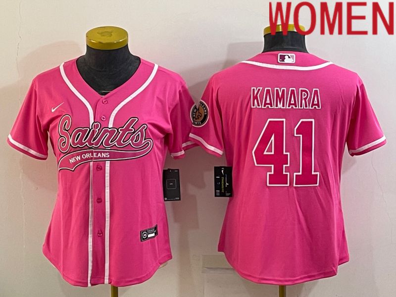 Women New Orleans Saints 41 Kamara Pink 2022 Nike Co branded NFL Jerseys